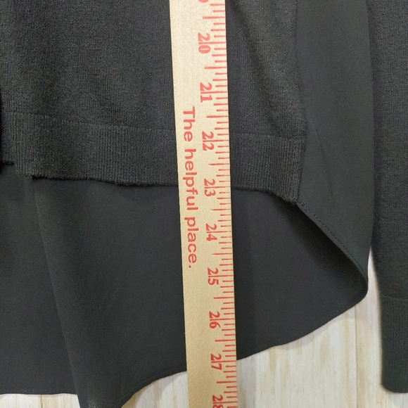 Loft Women's Black Button Up Sweater Shirt w/Sheer Back Size Small Wool Blend - Picture 7 of 8